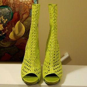 Lime Green sheer lace booties
